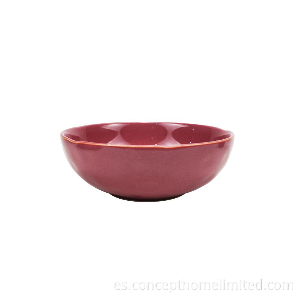 Reactive Glazed Stoneware Dinner Set In Rose Red Ch22067 G01 7